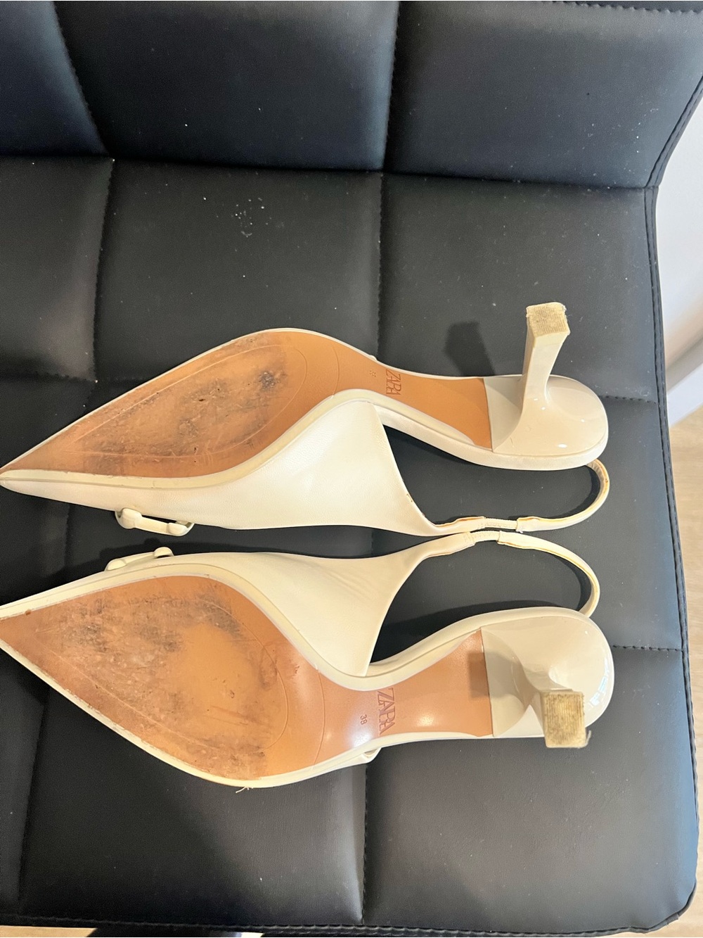 ZARA Cream Pointed Slingback Mules with Chain-Link Accent - Picture 5 of 5